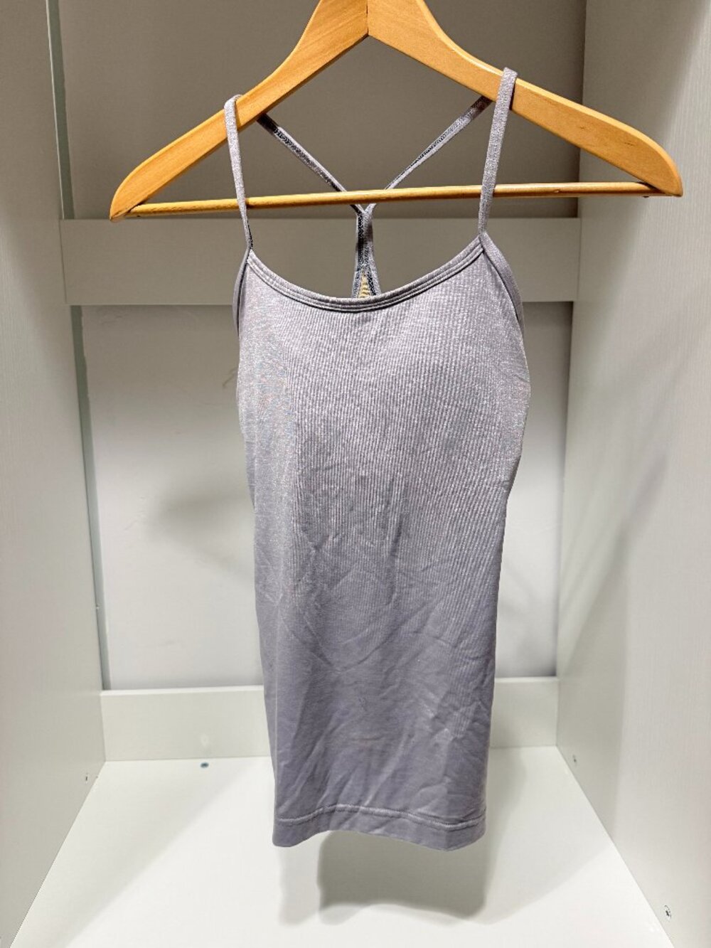 Lululemon Power Y Tank Top w/ Built-in Shelf Bra - Silky Heathered Grey - 4